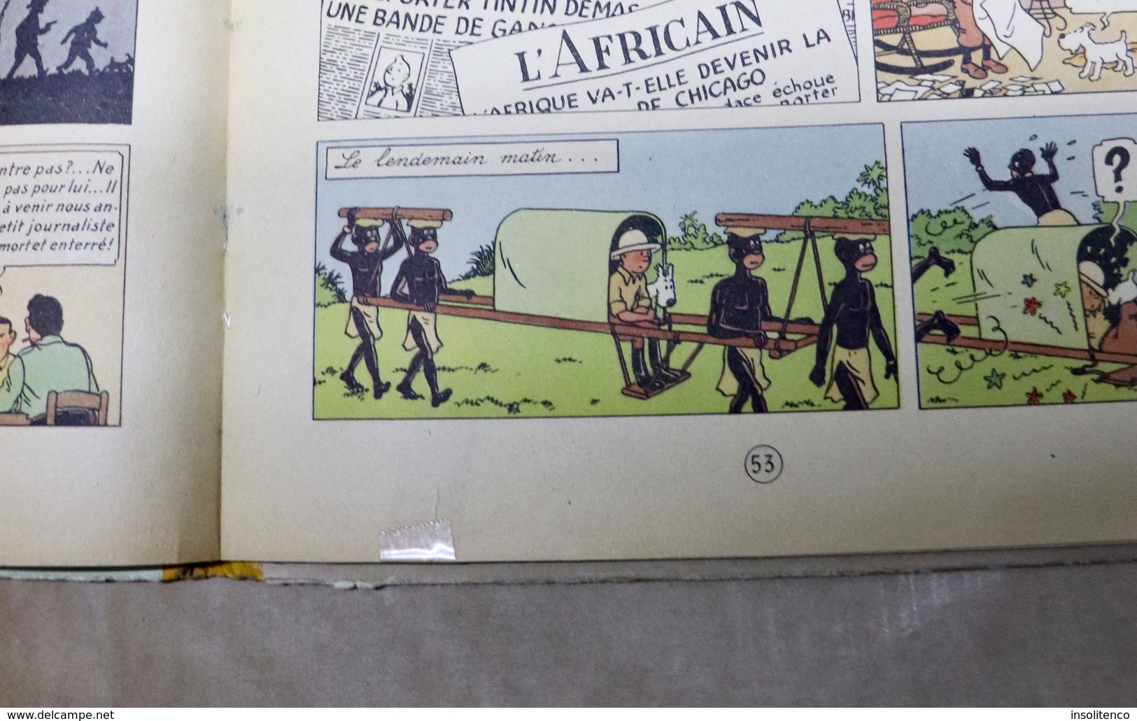 Tintin au Congo - Casterman - Dos jaune - B1 - 1946 - Titre en blanc  - 1ère édition originale couleur  - Bon état