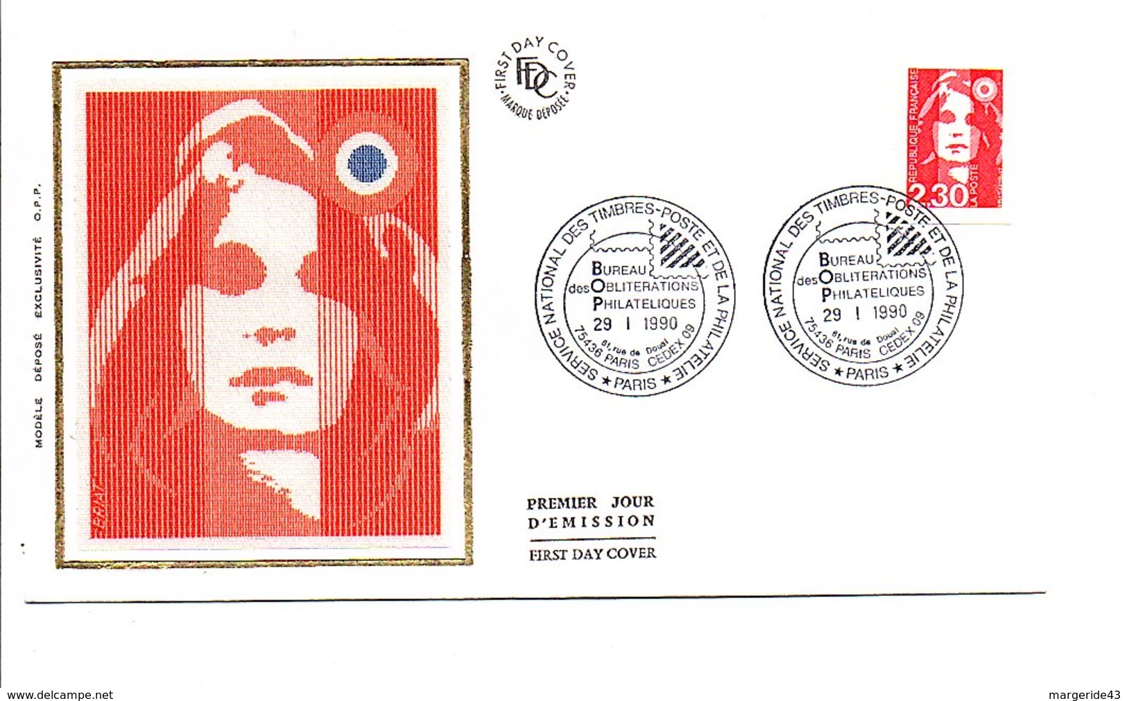 FDC 1990 MARIANNE DE BRIAT - 1990-1999