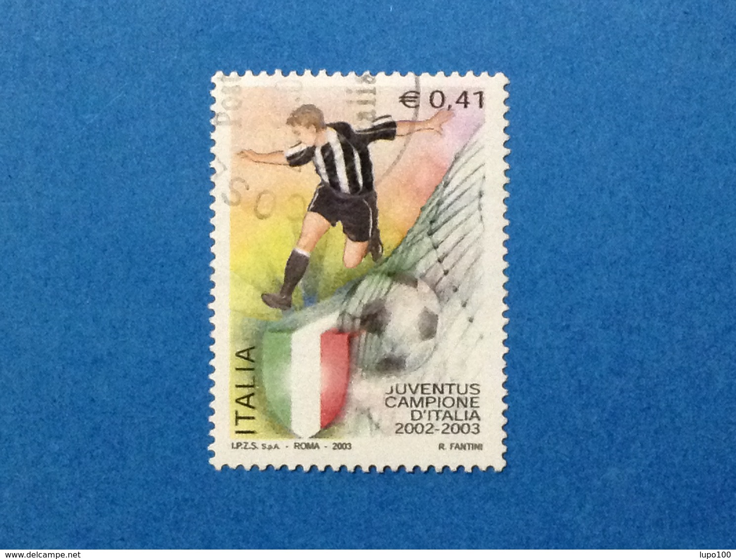 2003 ITALIA FRANCOBOLLO USATO STAMP USED CALCIO JUVENTUS CAMPIONE D'ITALIA - 2001-10: Used