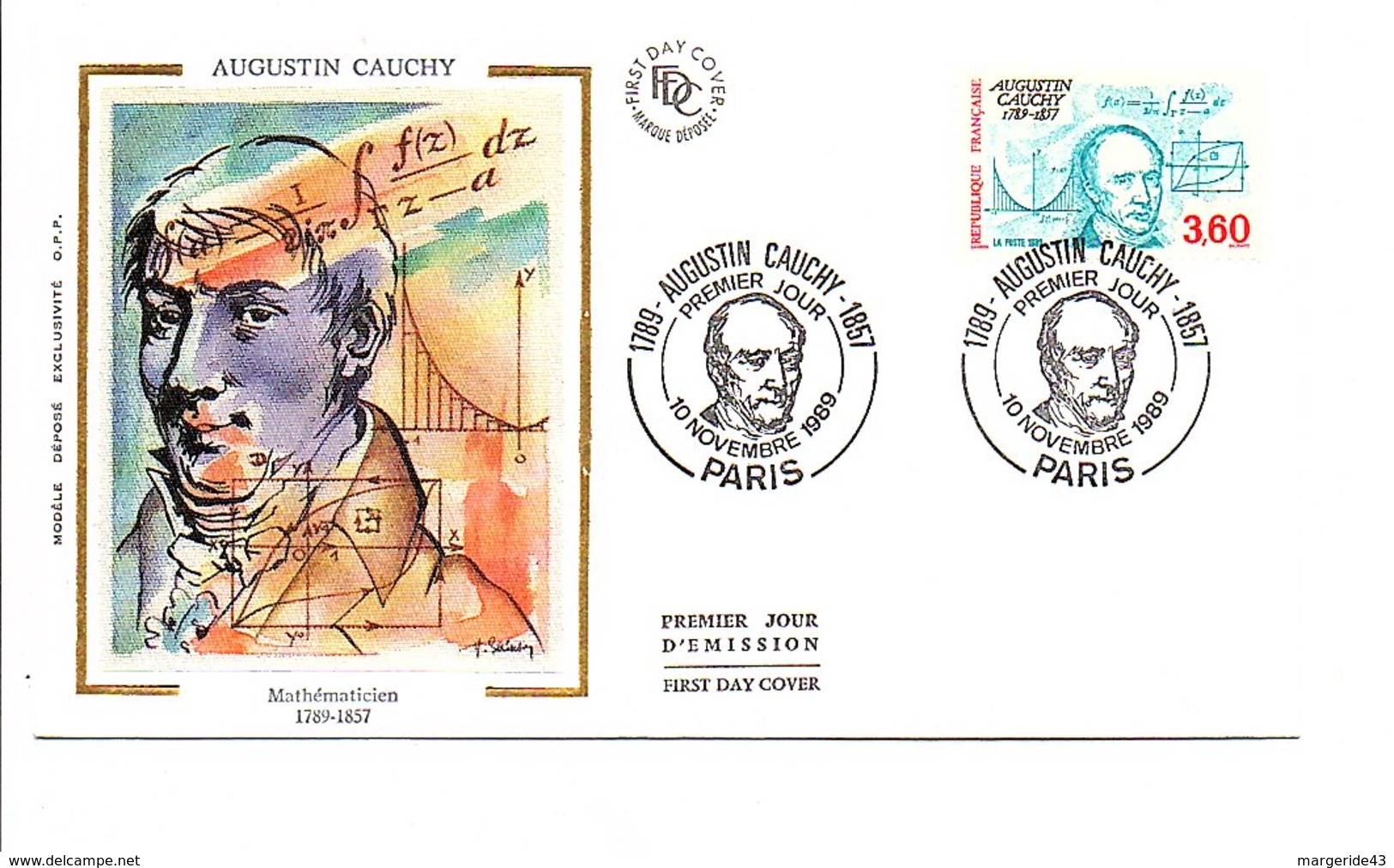 FDC 1989 AUGUSTIN CAUCHY - 1980-1989