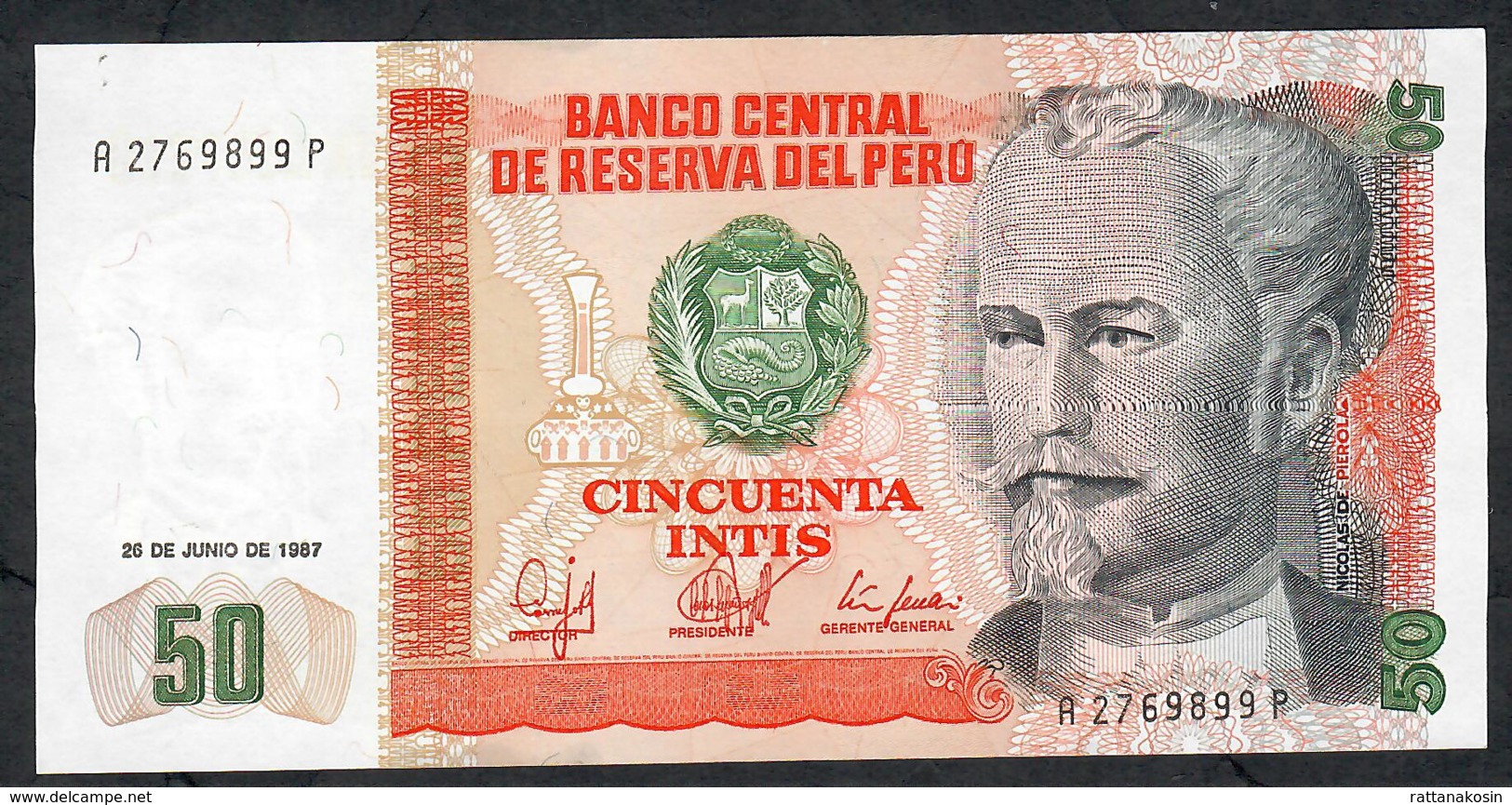 PERU P131b 50 INTIS   26.6.1987     UNC. - Perù