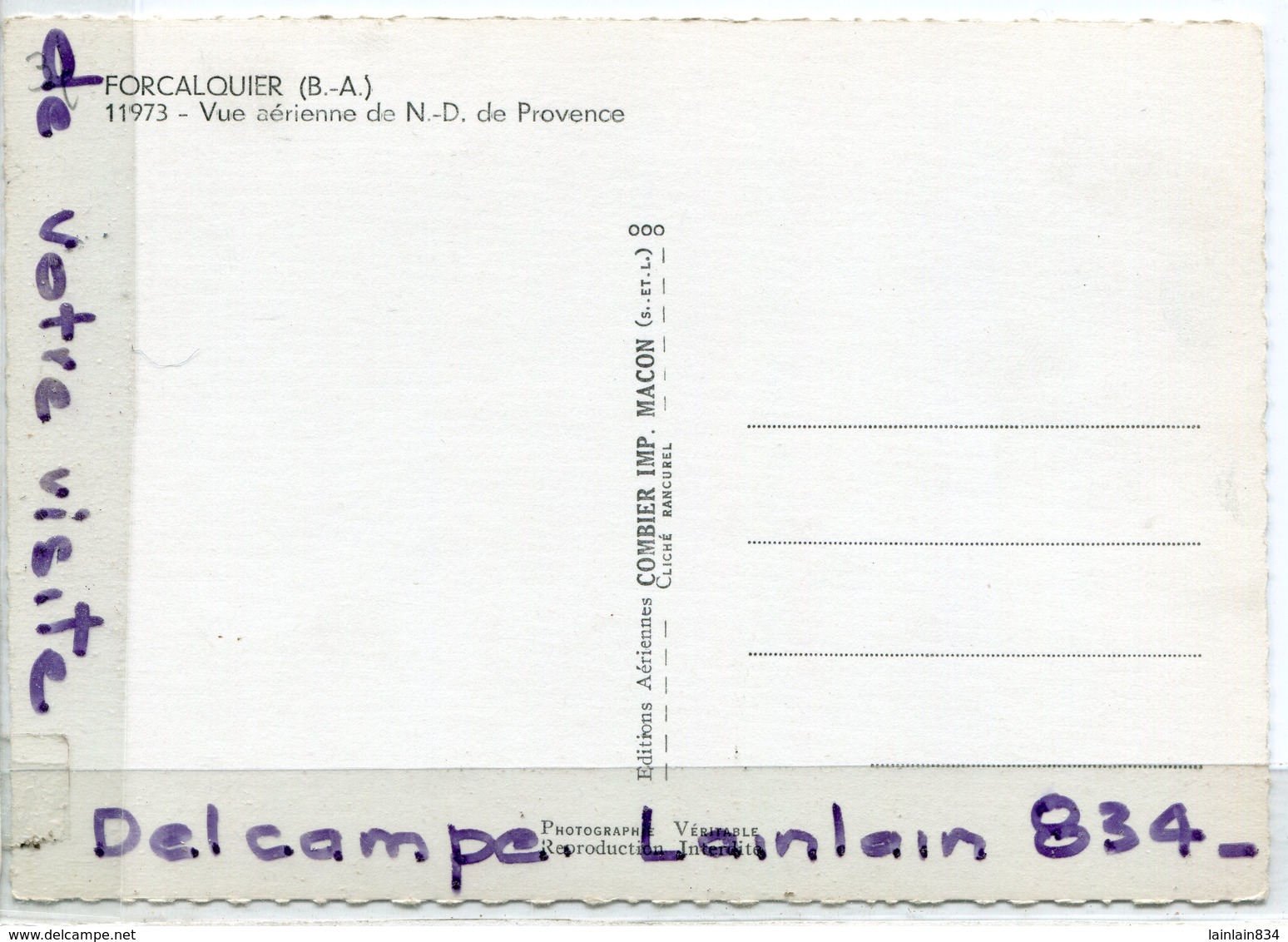 - 73 -  FORQUALQUIER ( B. A. ), Vue Aérienne, De N D De Provence, Cliché Peu Courant, Grand Format, Glacée, TTBE, Scans. - Forcalquier