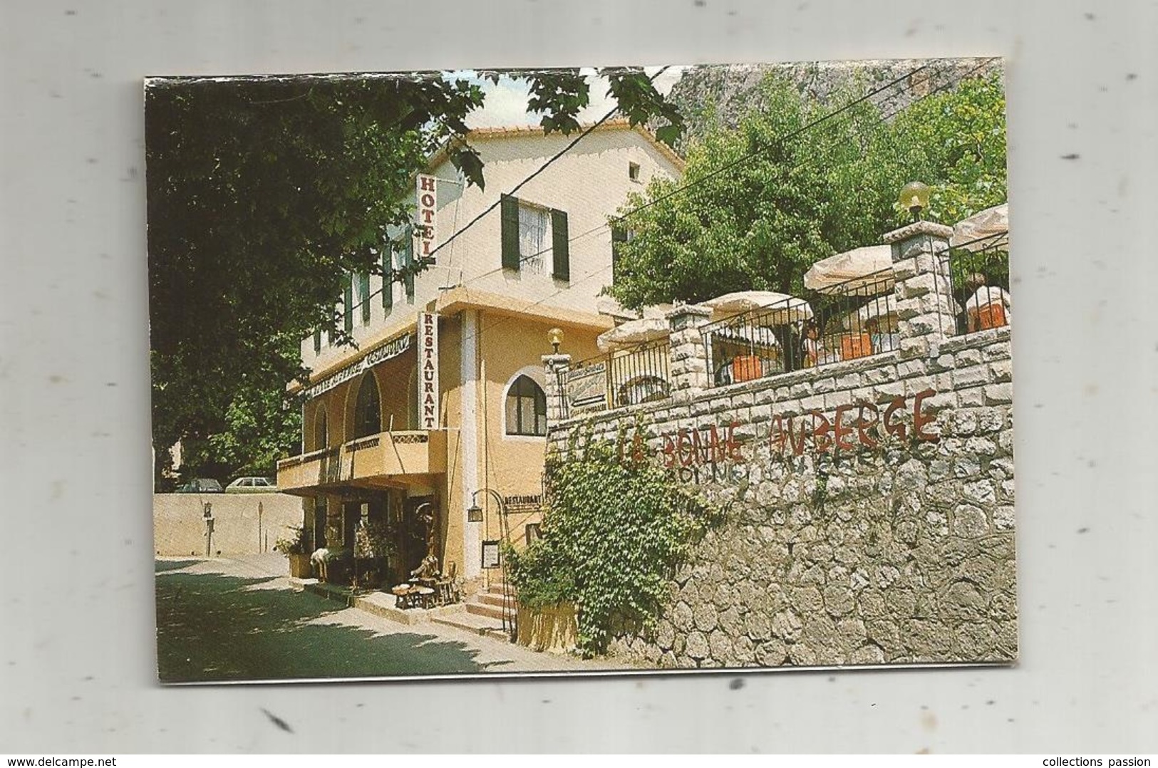 Carte De Visite , LA BONNE AUBERGE , Hôtel , Restaurant , Bar , 04 , MOUSTIERS , 2 Scans - Cartoncini Da Visita