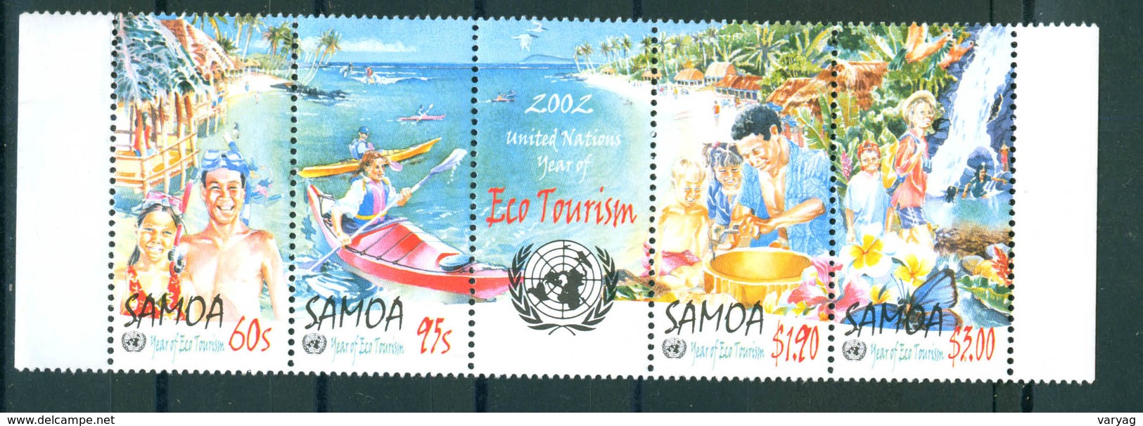 Samoa 2002 Tear Of Eco Tourism Strip Of 4v + Label Zrf Se-ten MNH - Samoa