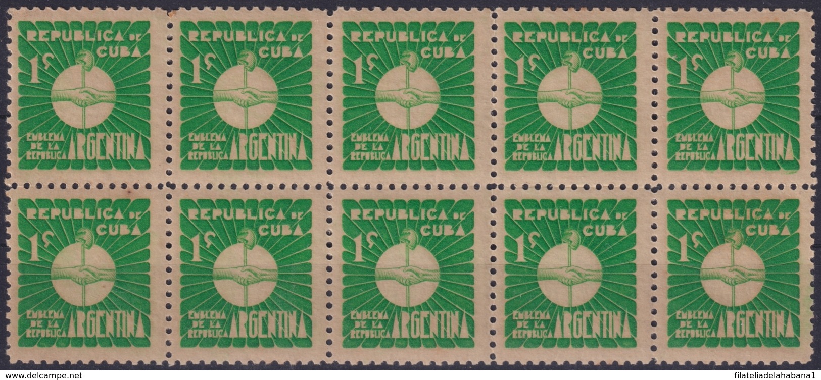 1937-342 CUBA REPUBLICA 1937 Ed.305 1c MNH ARGENTINA WRITTER & ARTIST. ESCRITORES Y ARTISTAS BLOCK 10. - Neufs