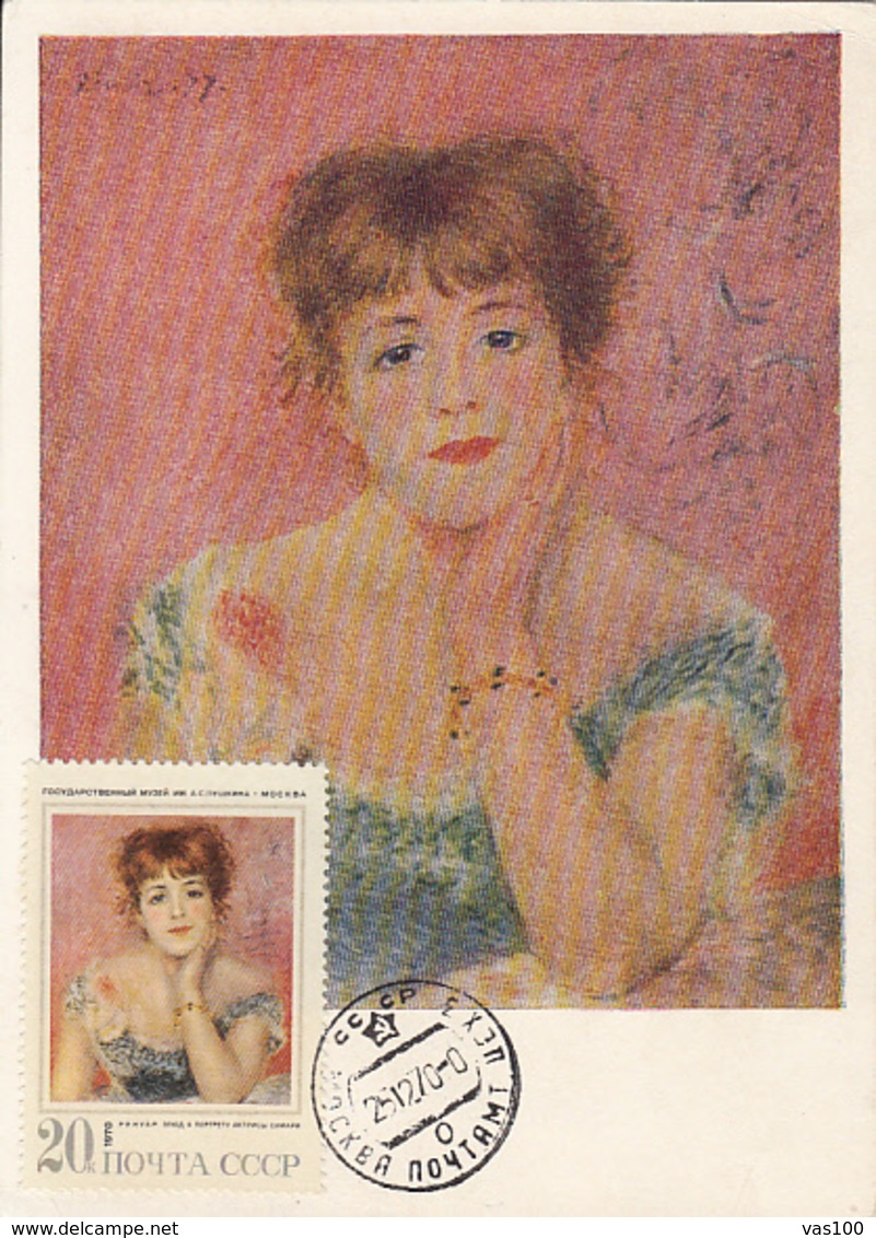 ART, PAINTINGS, AUGUSTE RENOIR- PORTRAIT OF JEANNE SAMARY, CM, MAXICARD, CARTES MAXIMUM, 1970, RUSSIA - Other & Unclassified