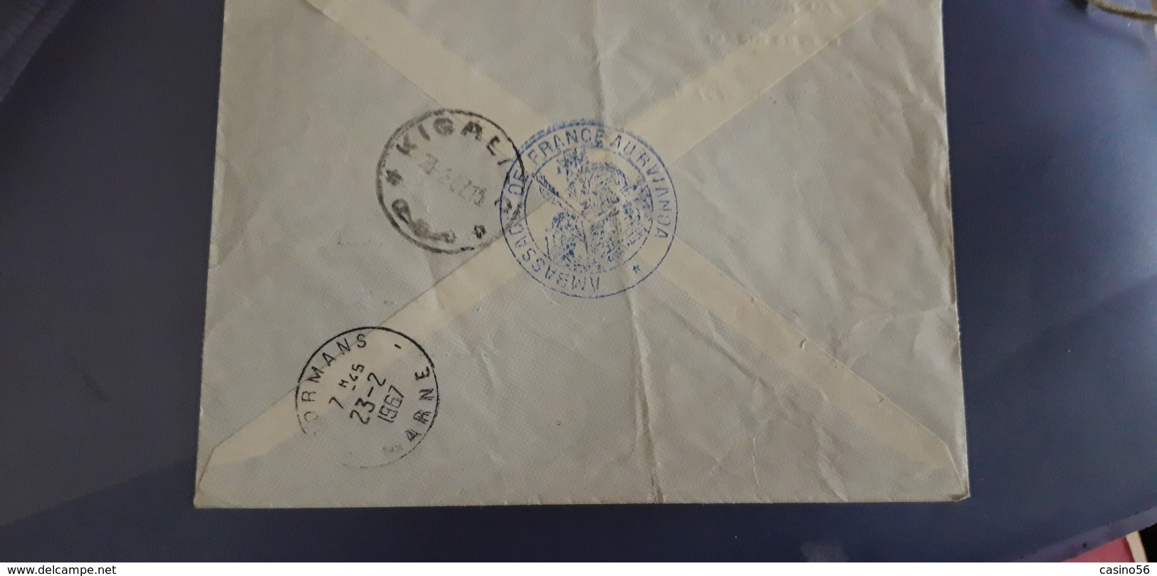 Lettre Recommandée Kigali Rwanda Ambassade De France Air Mail - Collections