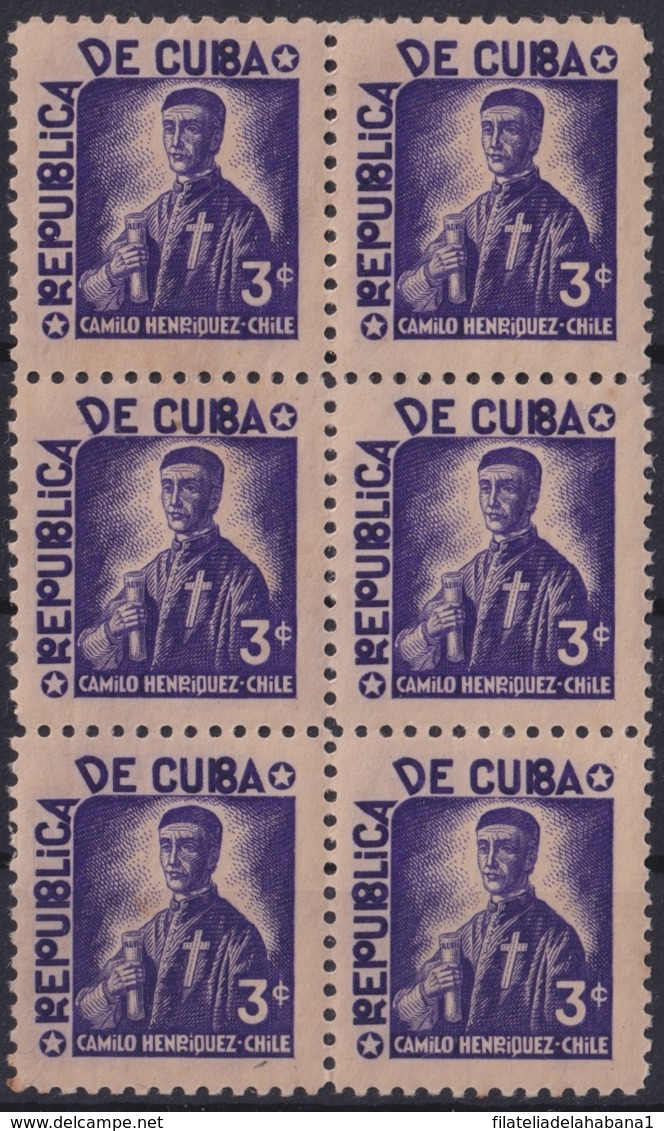 1937-347 CUBA REPUBLICA 1937 Ed.311 4c LM COSTA RICA WRITTER & ARTIST. ESCRITORES Y ARTISTAS BLOCK 6. - Unused Stamps