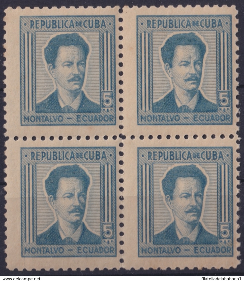 1937-351 CUBA REPUBLICA 1937 Ed.314 5c NG ECUADOR WRITTER & ARTIST. ESCRITORES Y ARTISTAS BLOCK 4. - Neufs