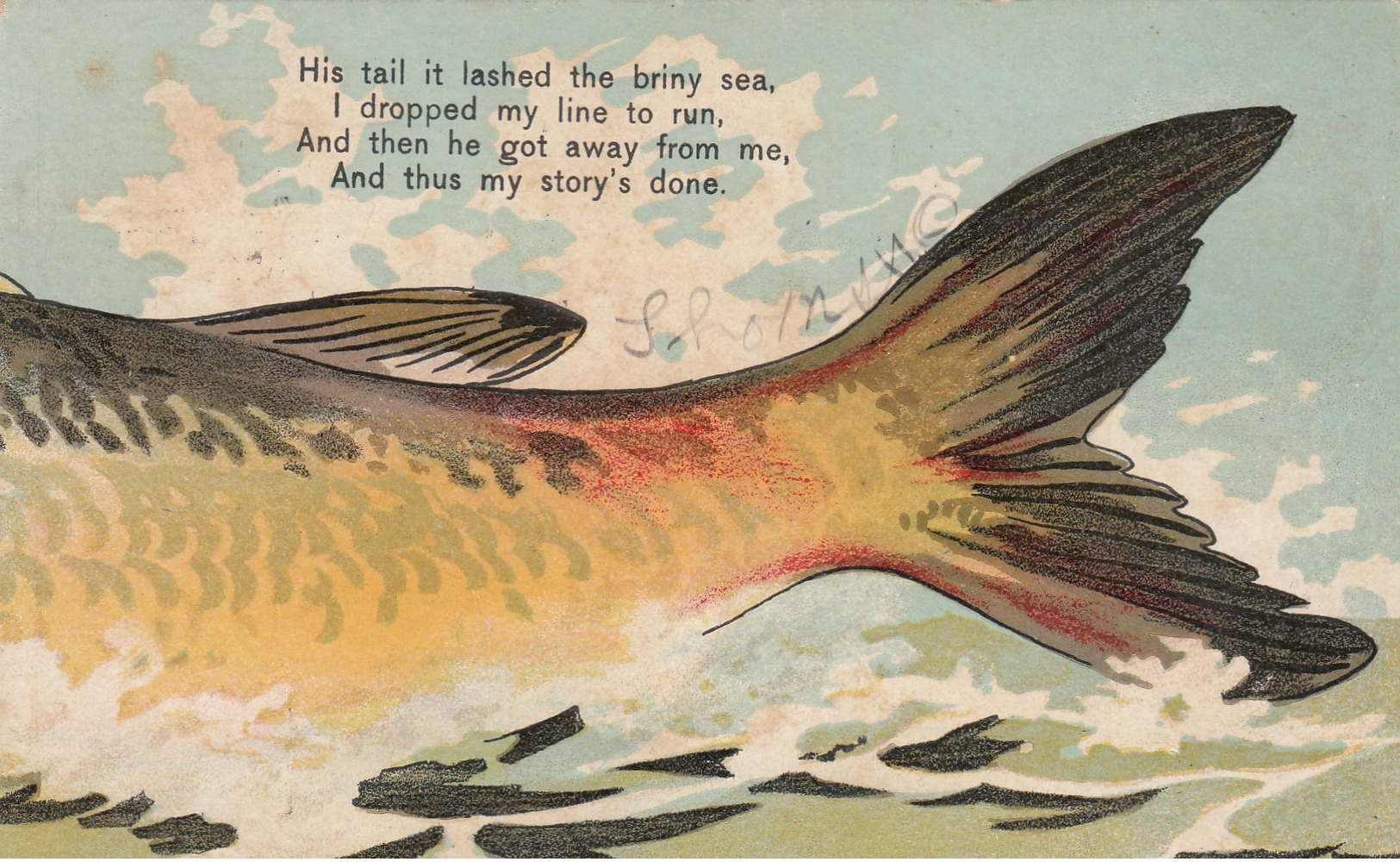 "THE FISH STORY" , 3 Postcard Panorama Set , 1908 - Fishing