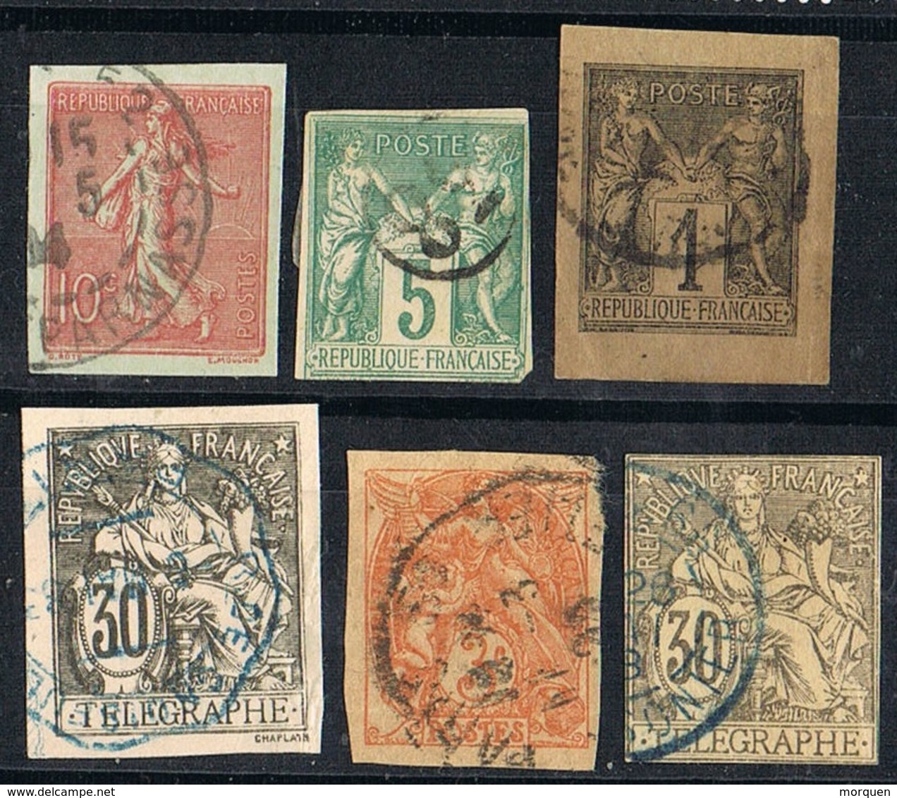 Lote 6 Recortes Entero Postal Correo Y Telegrafos FRANCIA º - Brieven En Documenten