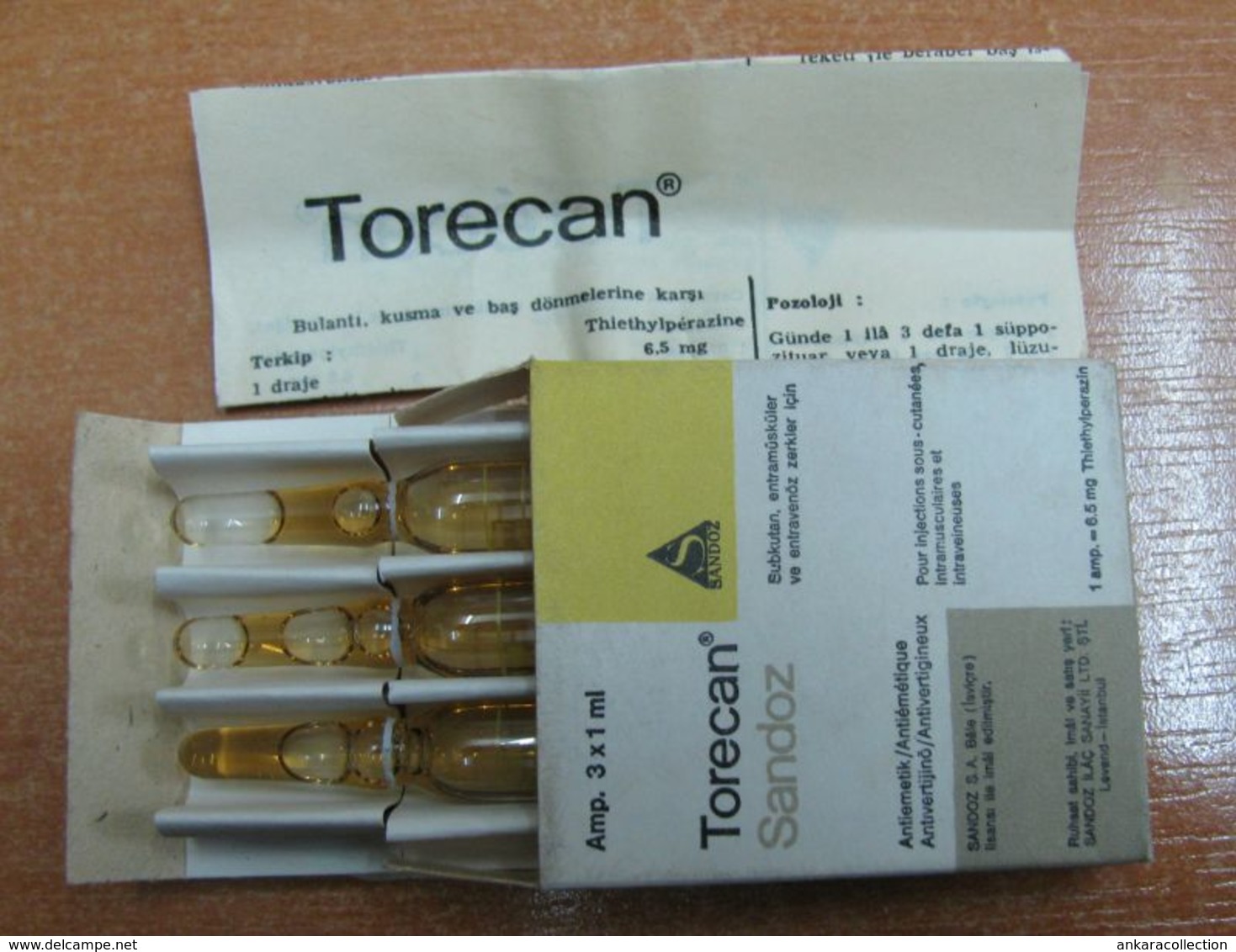 AC - TORECAN SANDOZ 3 AMPOLUES IT IS FOR COLLECTION NOT USABLE VINTAGE MEDICINE - Attrezzature Mediche E Dentistiche