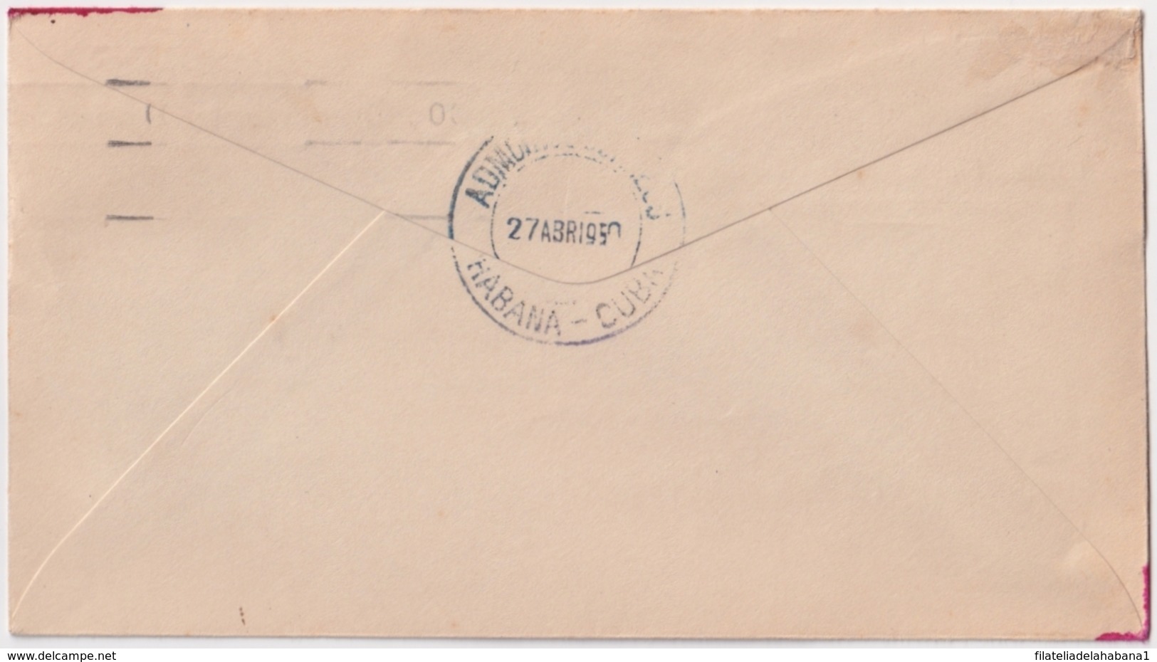 1950-FDC-109 CUBA REPUBLICA 1950 FDC BANCO NACIONAL TOBACCO SURCHARGE BLACK CANCEL - Unused Stamps