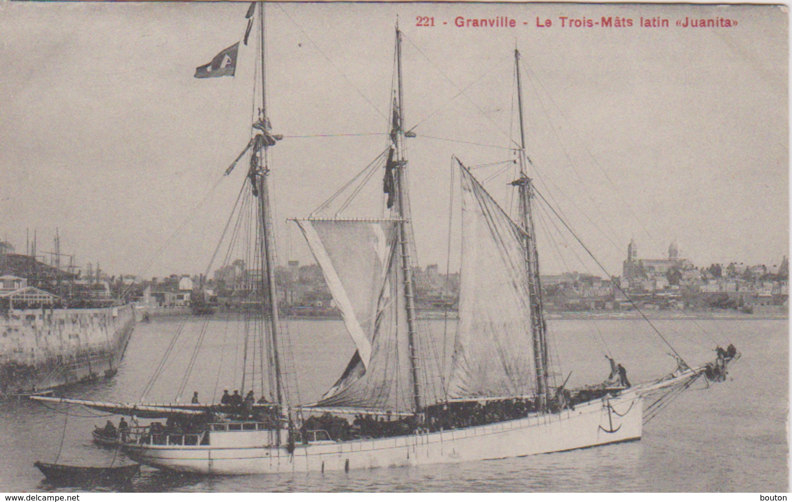 Cpa Granville 50   3 Mats JUANITA   Depart Miquelon Terre Neuve  Pèche Morue Beau Plan - Granville