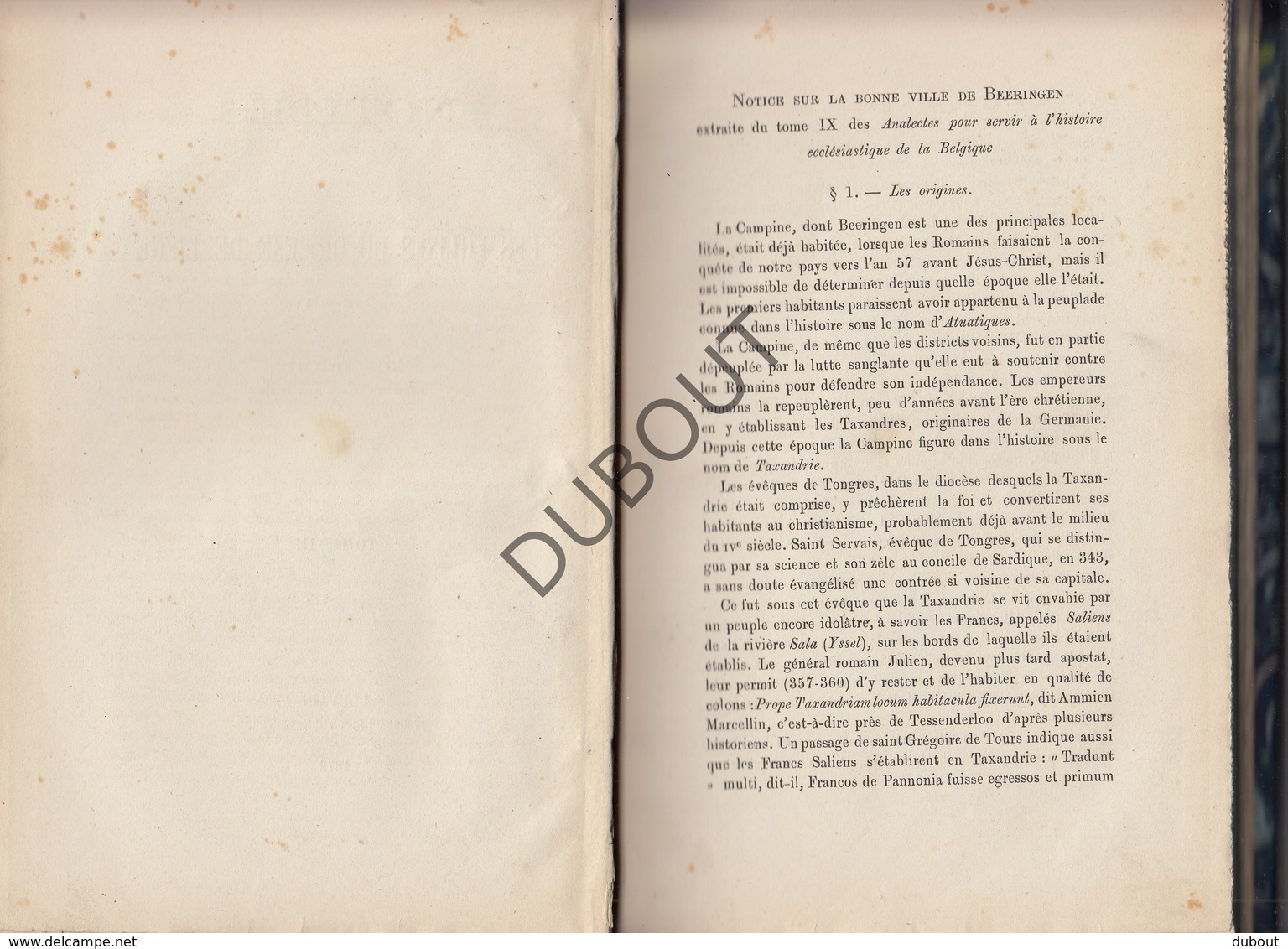 BERINGEN Notices Sur La Bonne Ville De Beeringen - Uit Les églises Du Diocèse De Liége - J. Daris Deel 3 1873 (R507) - Vecchi