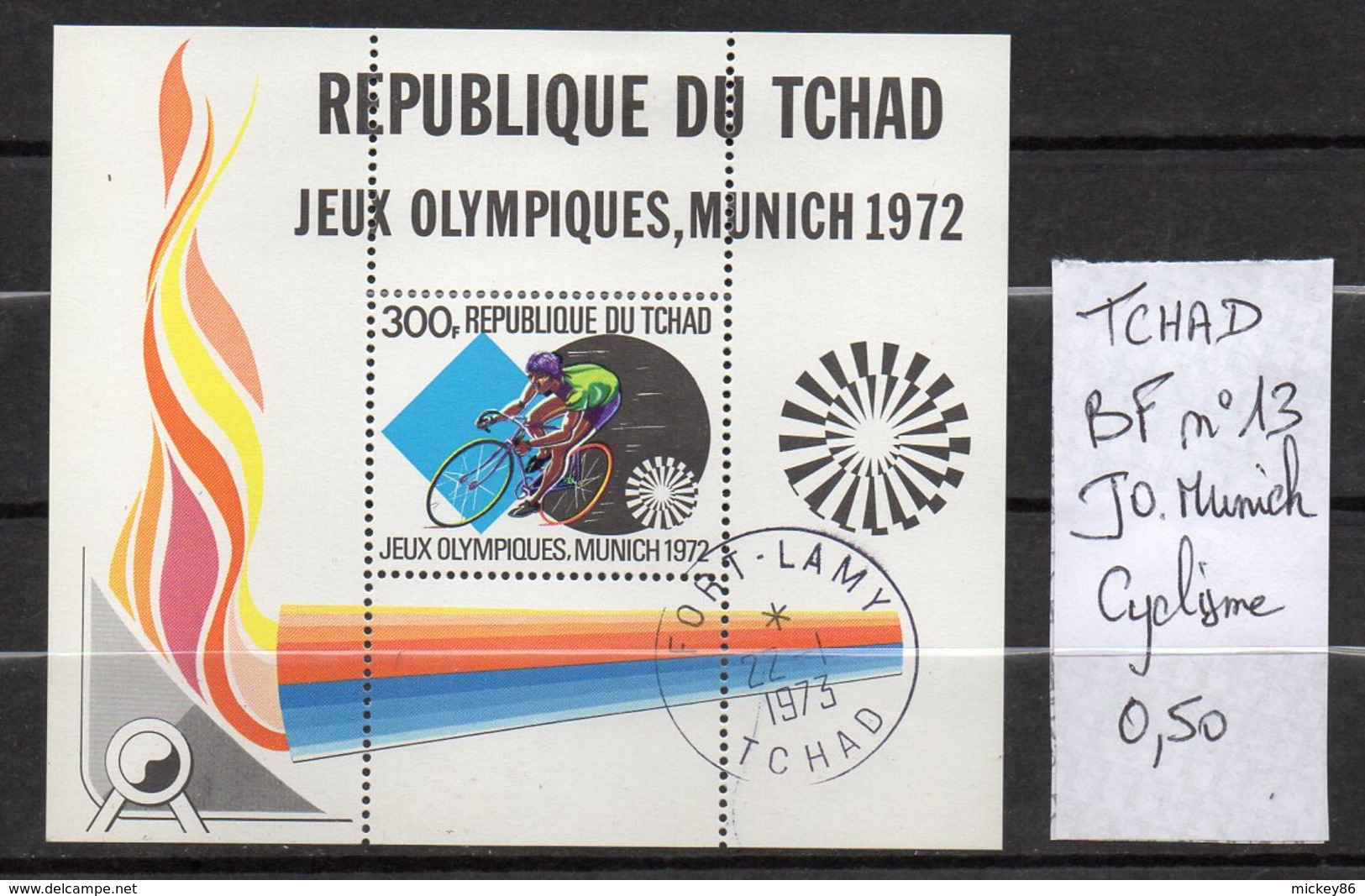 TCHAD --1972--Bloc-Feuillet Oblitéré --Jeux Olympiques De MUNICH --sport-Cyclisme --Beau Cachet FORT-LAMY - Tchad (1960-...)