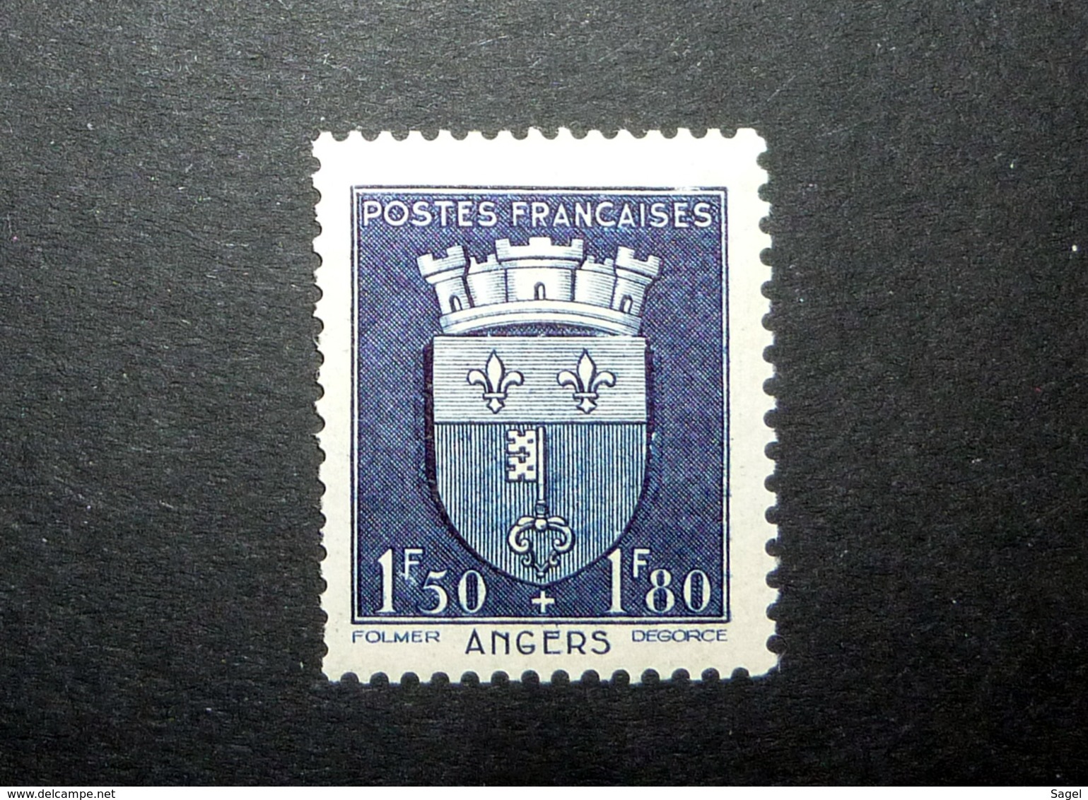 FRANCE 1942 N°558 ** (ARMOIRIES DE VILLES 2ÈME SÉRIE. ANGERS. 1F50 + 1F80 BLEU FONCÉ) - 1941-66 Armoiries Et Blasons