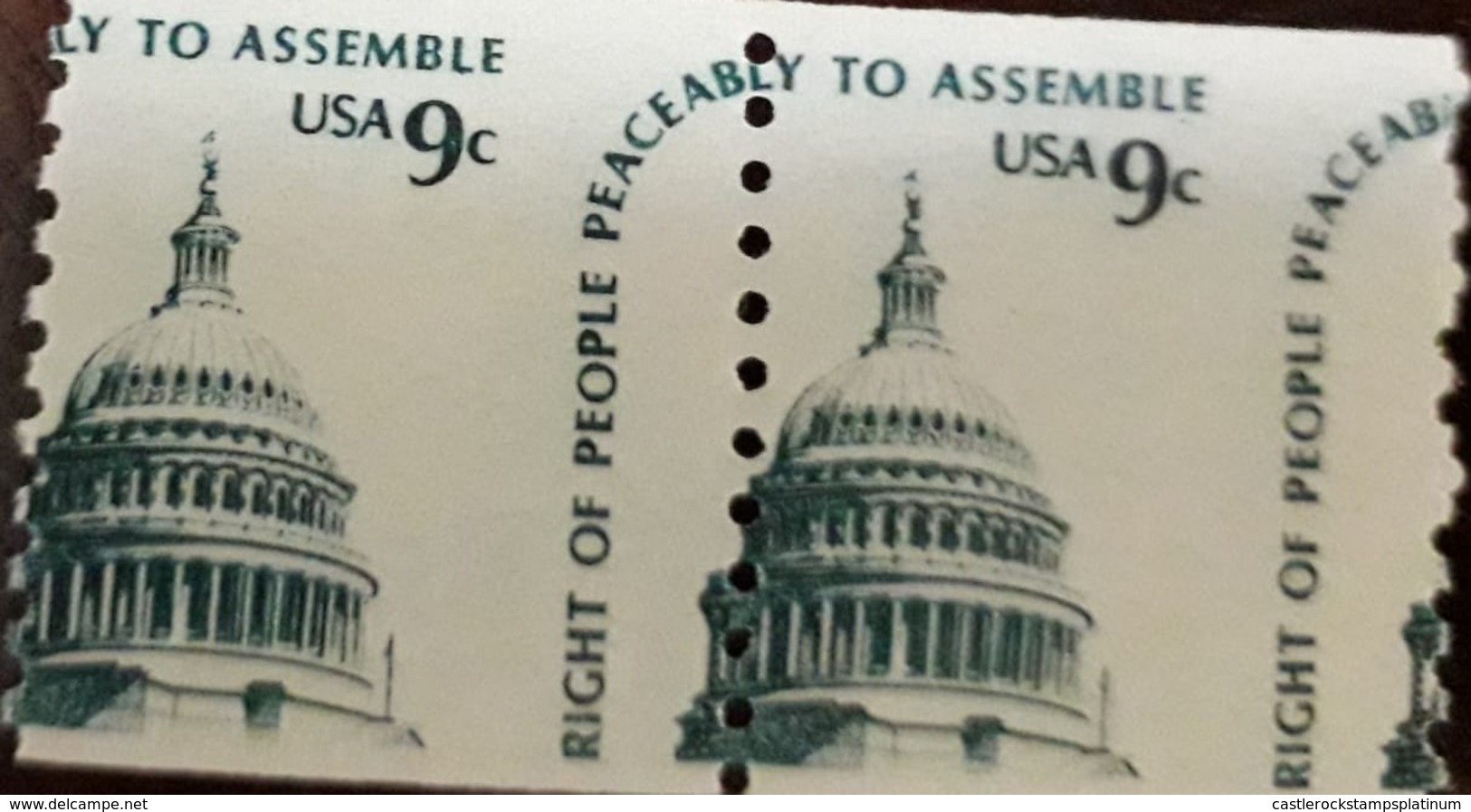 O) 1975 UNITED STATES - USA, ERROR, SHIFTED - DOME OF CAPITOL - RIGHT OF PEOPLE PEACEABLY TO ASSEMBLE, MNH - Varietà, Errori & Curiosità