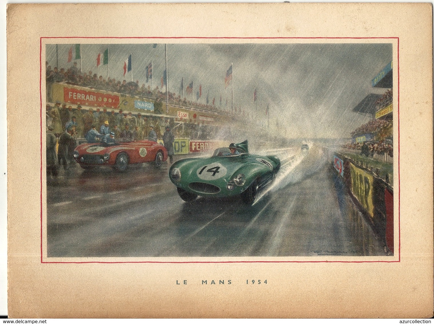 24 HEURES DU MANS 1954 .CARTE DE VOEUX JAGUAR + SIGNATURE - Autres & Non Classés