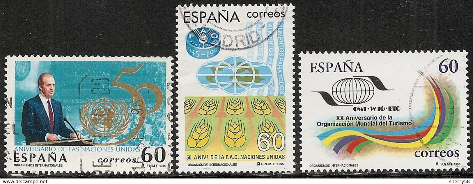 1995-ED. 3382 A 84 -COMPLETA-ORGANISMOS INTERNACIONALES. NAC. UNIDAS PARA AGRICULT Y ALIMENTACIÓN. ORG. MUNDIAL DE TURIS - Oblitérés