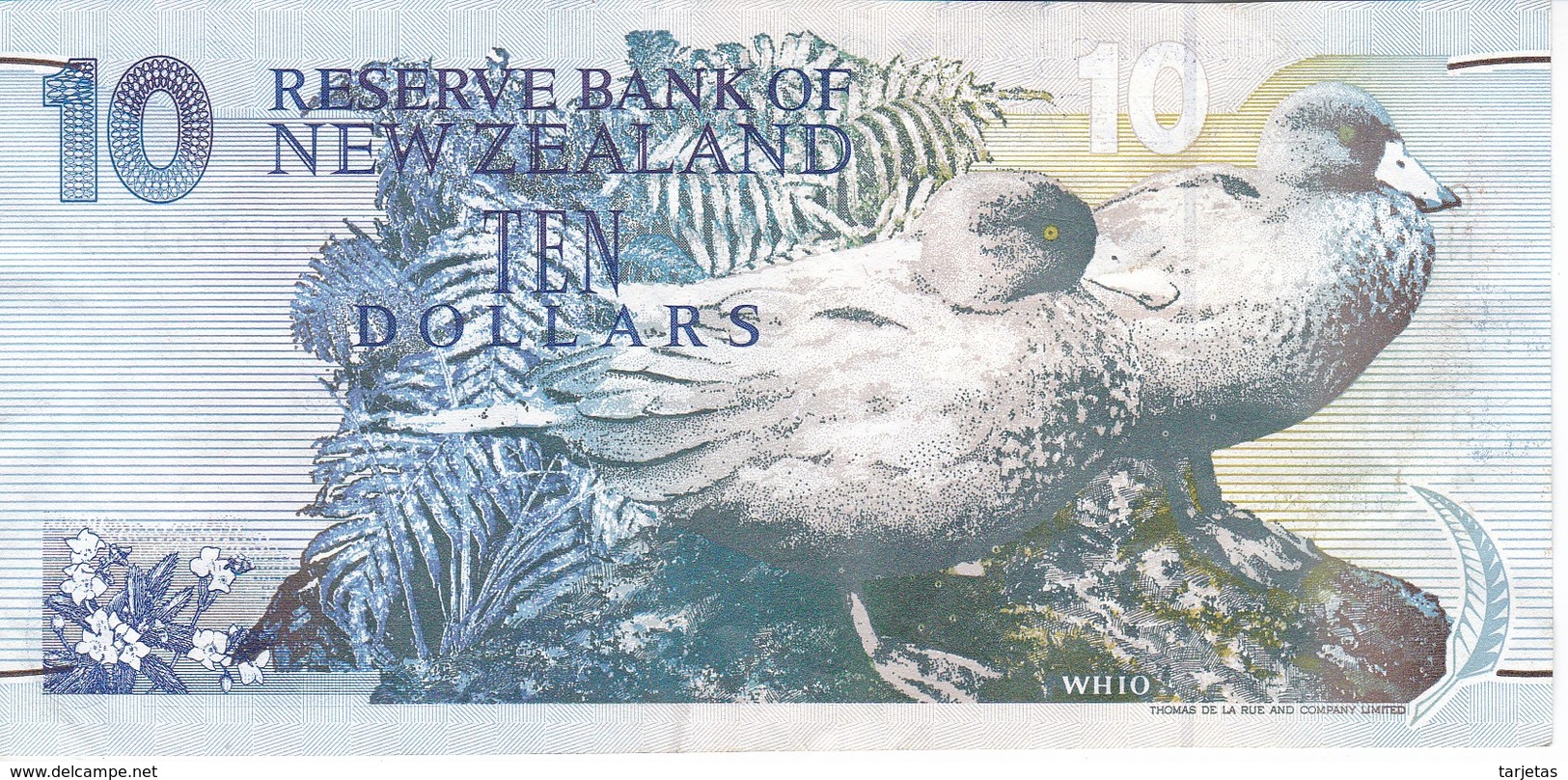 BILLETE DE NUEVA ZELANDA DE 10 DOLLARS DEL AÑO 1993 CALIDAD MBC (VF) (PATO-DUCK) (BANKNOTE) - Nueva Zelandía