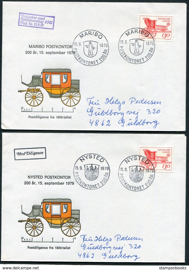 1979 200th Anniversary Postkontor X 7 Covers.Nakskov Rodby Maribo Nysted Vordingborg Nykobing Sakskobing. Slania Europa - Covers & Documents