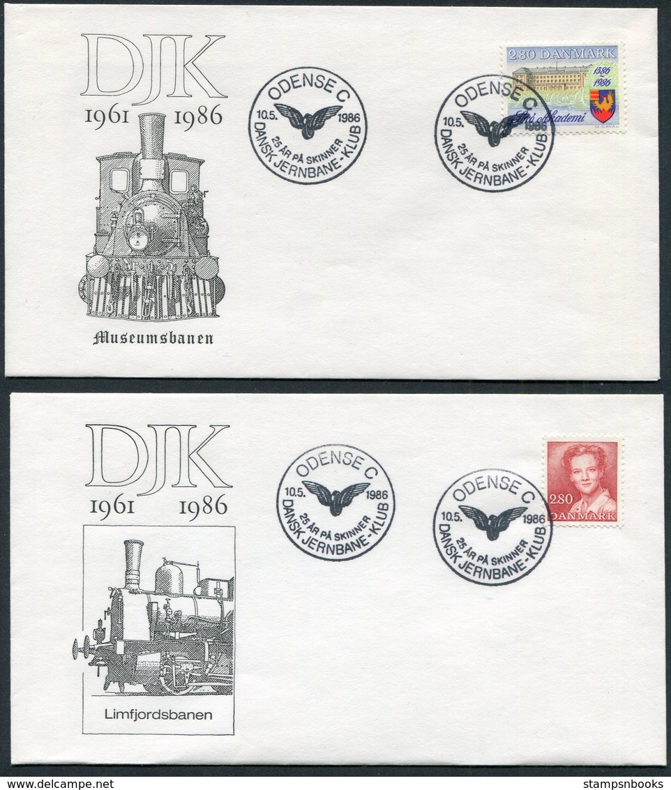 1986 Denmark X 4 DJK Railway Club, Trains Covers. Slania - Storia Postale