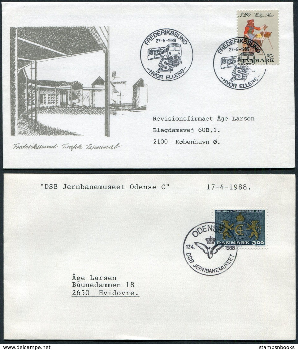 1967-89 Denmark X 10 Railway / Train Illustrated Postmark Covers. - Covers & Documents