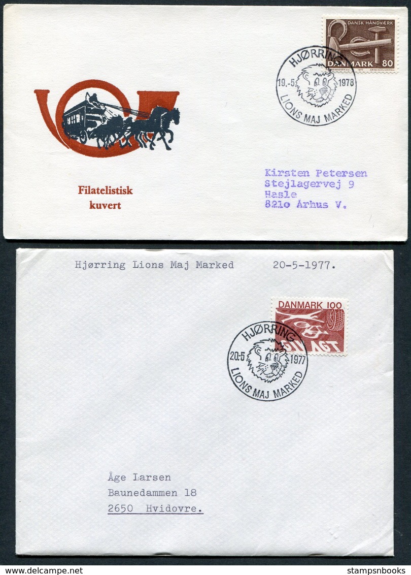 1977/78 Denmark X 2 Lions Postmark Covers - Covers & Documents