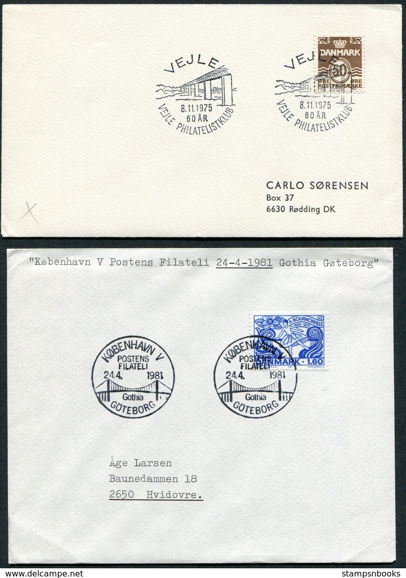 1975-89 Denmark X 6 Bridge Illustrated Postmark Covers - Covers & Documents