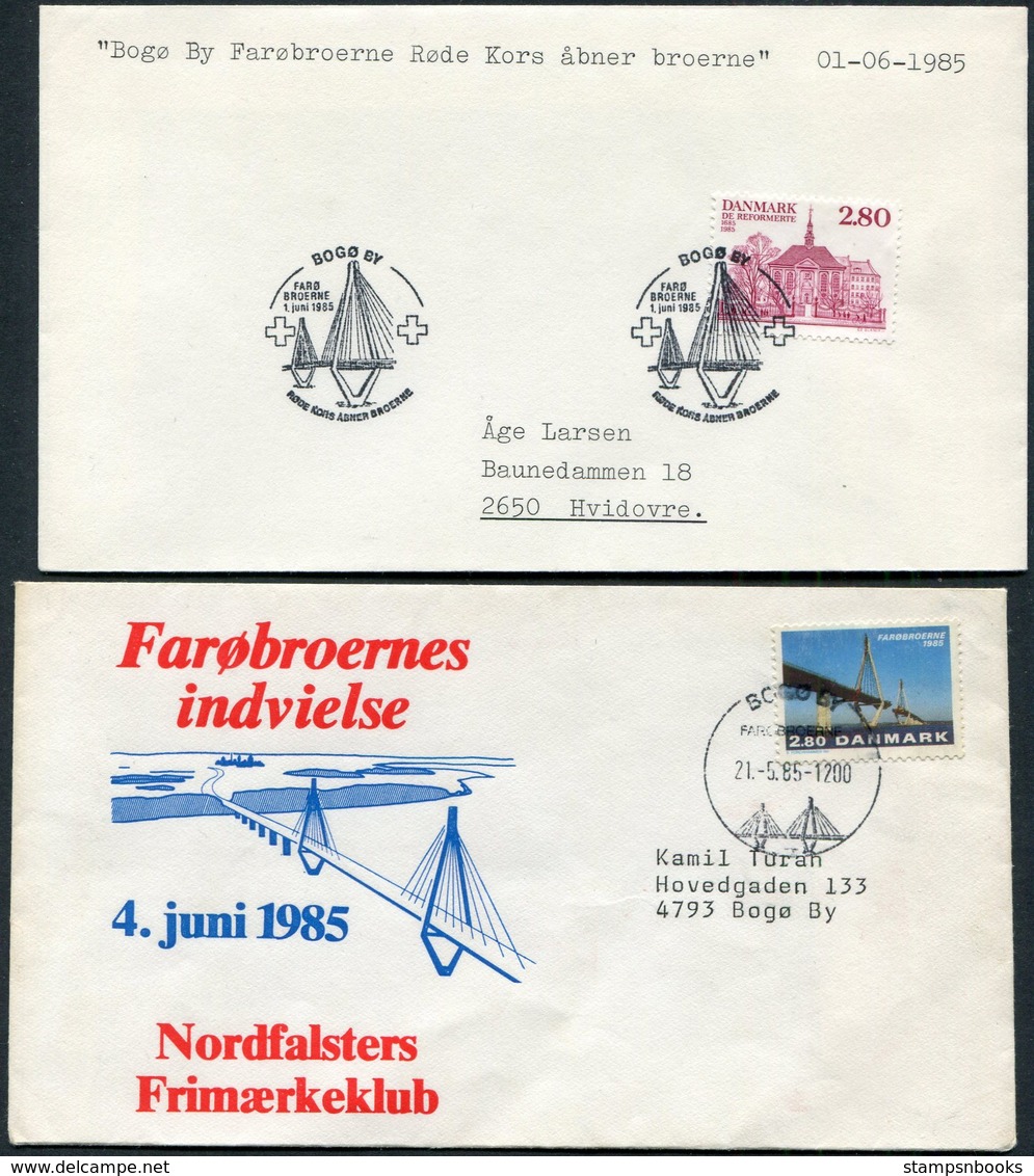 1975-89 Denmark X 6 Bridge Illustrated Postmark Covers - Covers & Documents