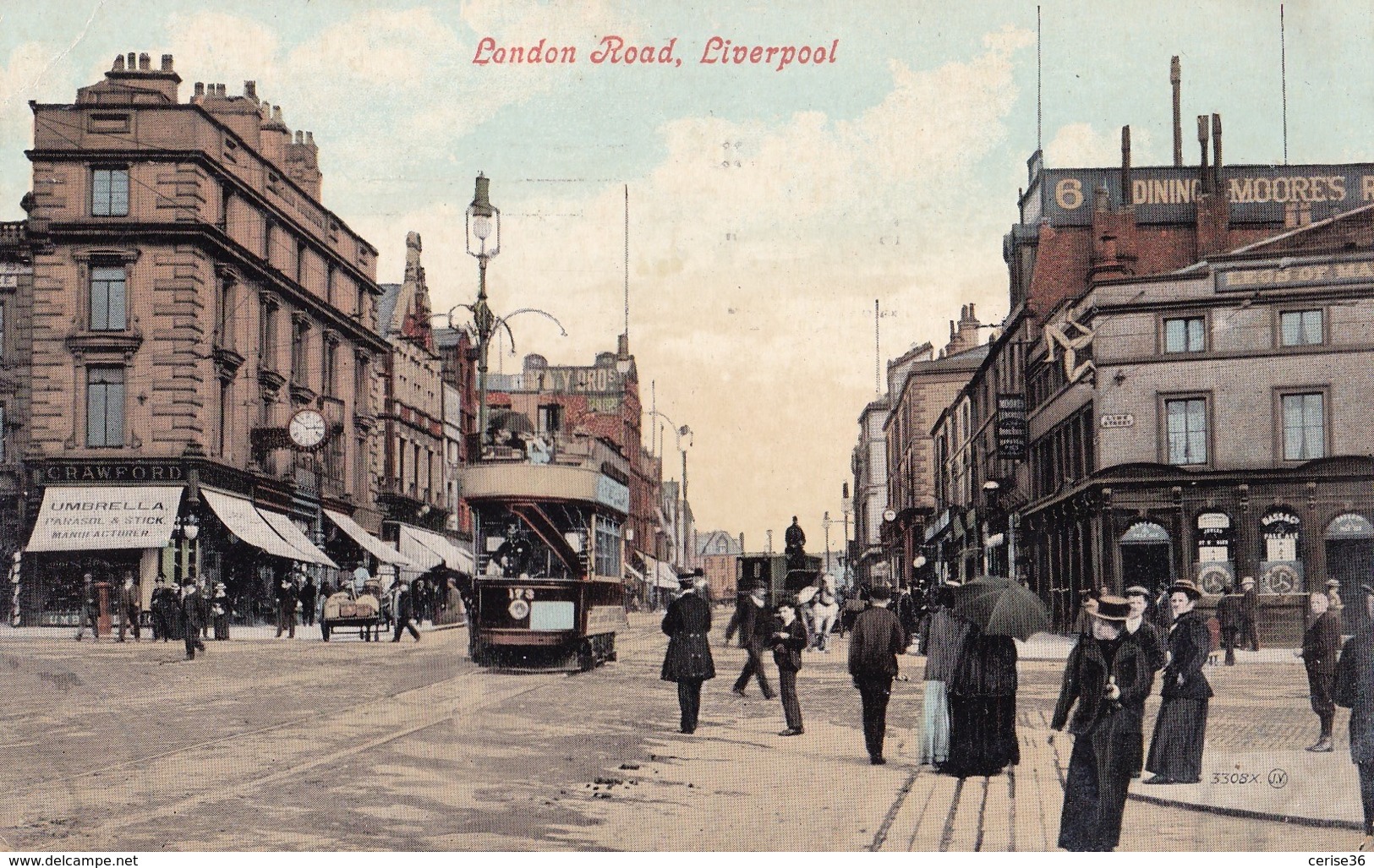 London Road Avec Tramway Liverpool Circulée En 1908 - Liverpool