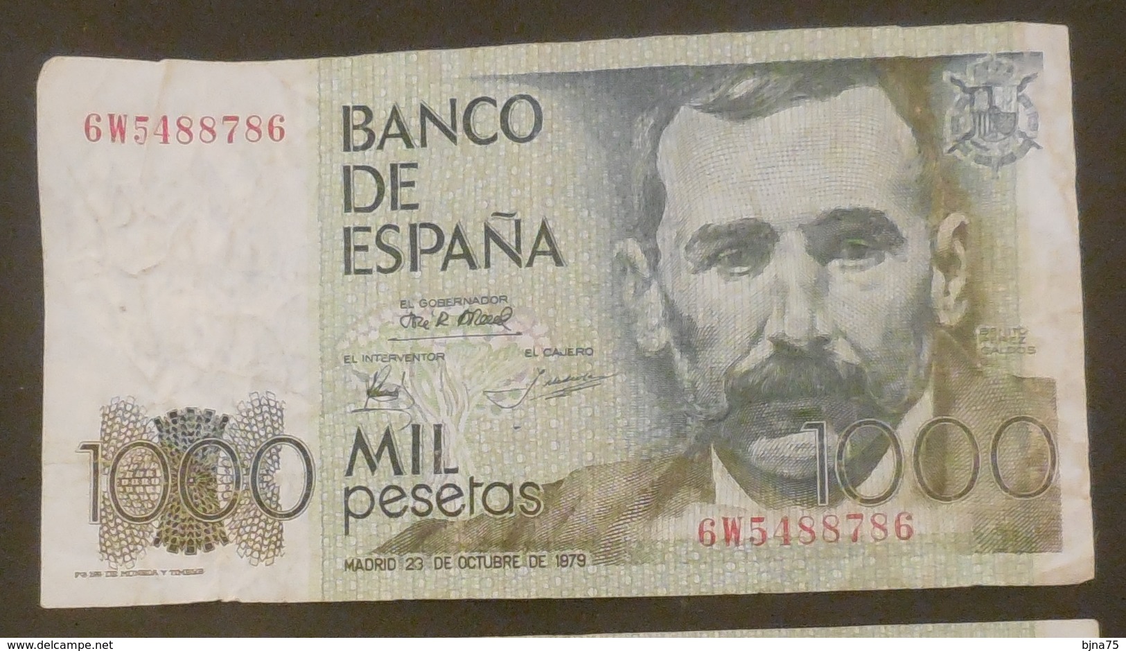 BILLET 1000 PESETAS  Benito Perez Galdos    Madrid 23 De Octobre 1979 /  Very Good   TB  Froissé  Pas De Trou - [ 4] 1975-…: Juan Carlos I.