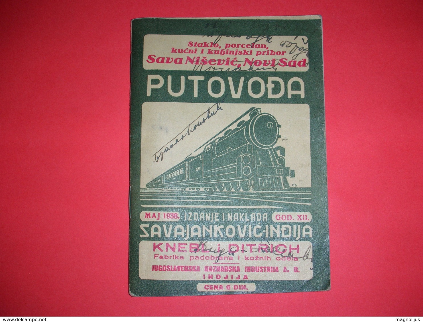 R;railway Travel Guide,train Timetable,Moor Furniture,Knebl&Ditrich Parachute Advertising,Yugoslavia Kingdom,railroad - Europe