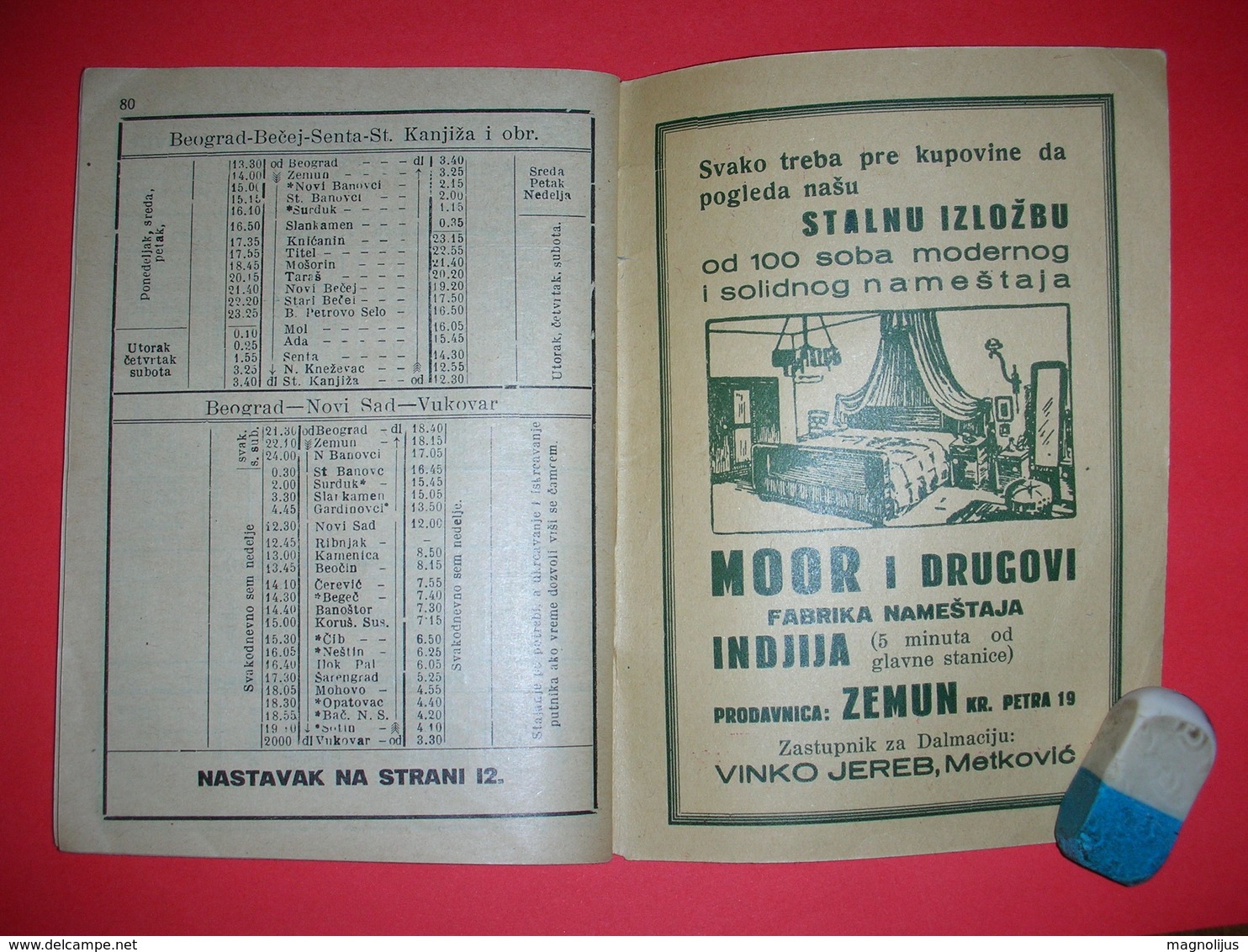 R;railway Travel Guide,train Timetable,Moor Furniture,Knebl&Ditrich Parachute Advertising,Yugoslavia Kingdom,railroad - Europe