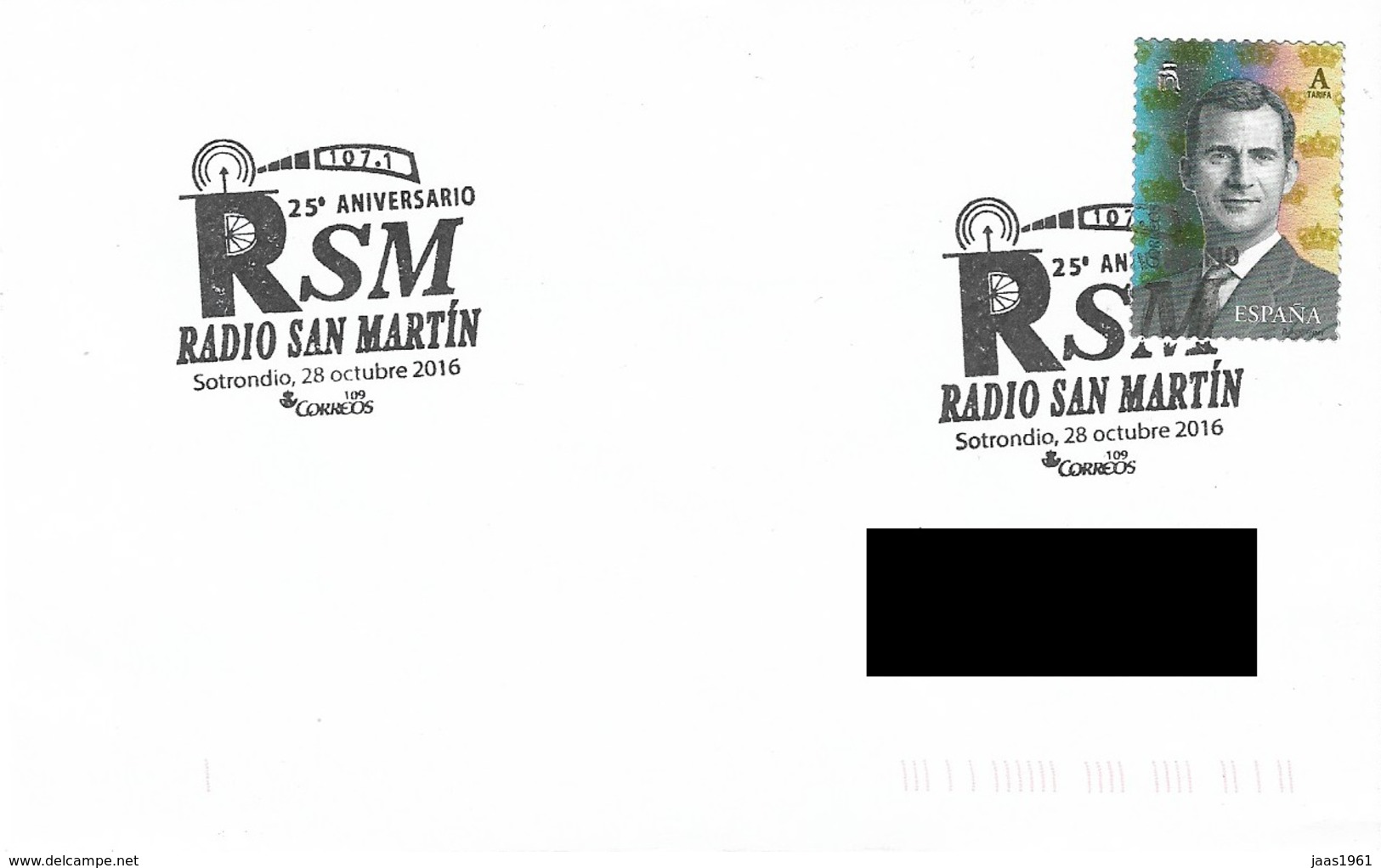 SPAIN. POSTMARK 25th ANNIV. RADIO SAN MARTIN. SOTRONDIO 2016 - Otros & Sin Clasificación