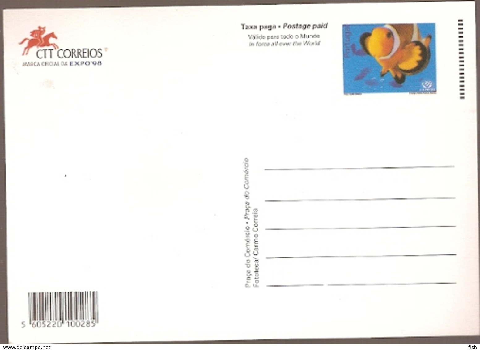 Portugal  ** & Postal Stationery,Marine Fauna, Lisbon, Commerce Square EXPO 1998 (9638) - Postal Stationery