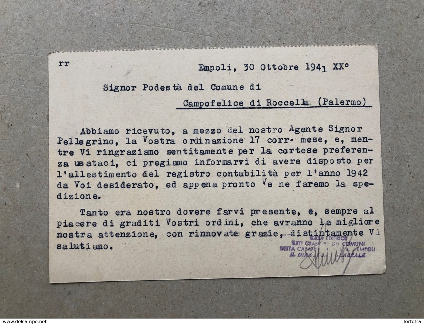 EMPOLI CASA EDITRICE ARTI GRAFICHE DEI COMUNI  DITTA CAPARRINI & C.  1941 - Empoli