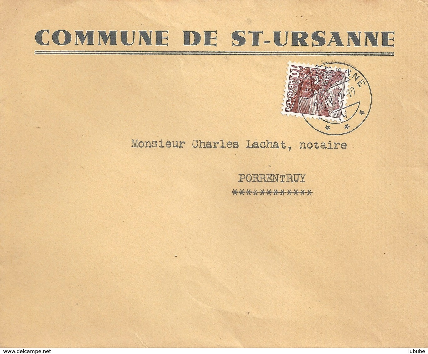 Motiv Brief  "Commune De St.Ursanne"           1942 - Storia Postale