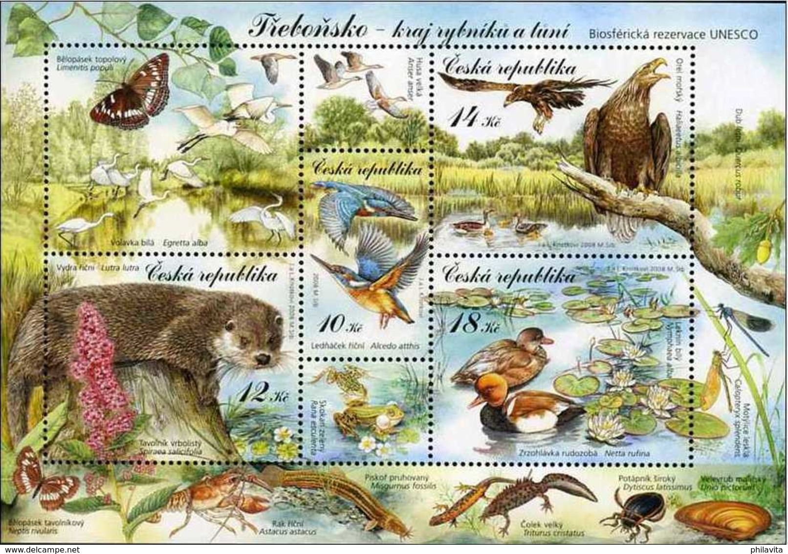 2008 Czech Biosphere Reserve UNESCO Trebonsko - MNH ** Mi B 30 Eagles, Otter, Ducks, Heron, Salamander, Kingfisher - Ungebraucht