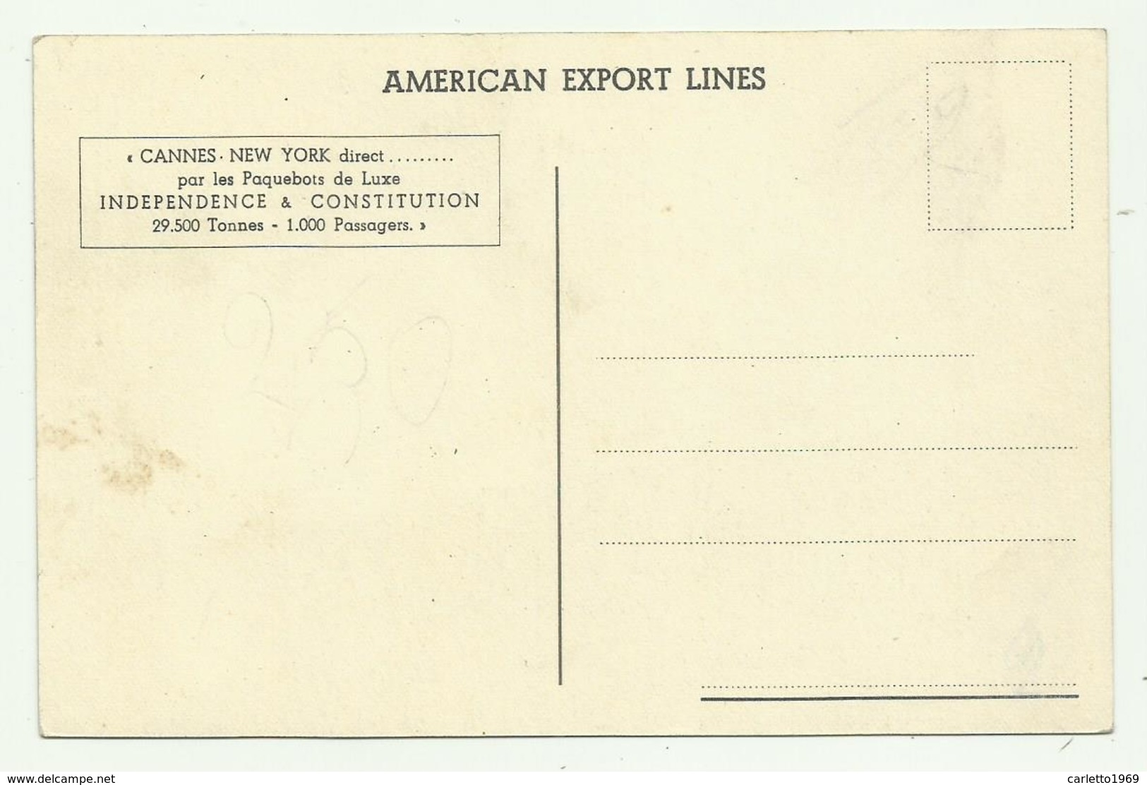 INDEPENDENCE & CONSTITUTION  ILLUSTRATA - AMERICAN EXPORT LINES - NV  FP - Paquebots