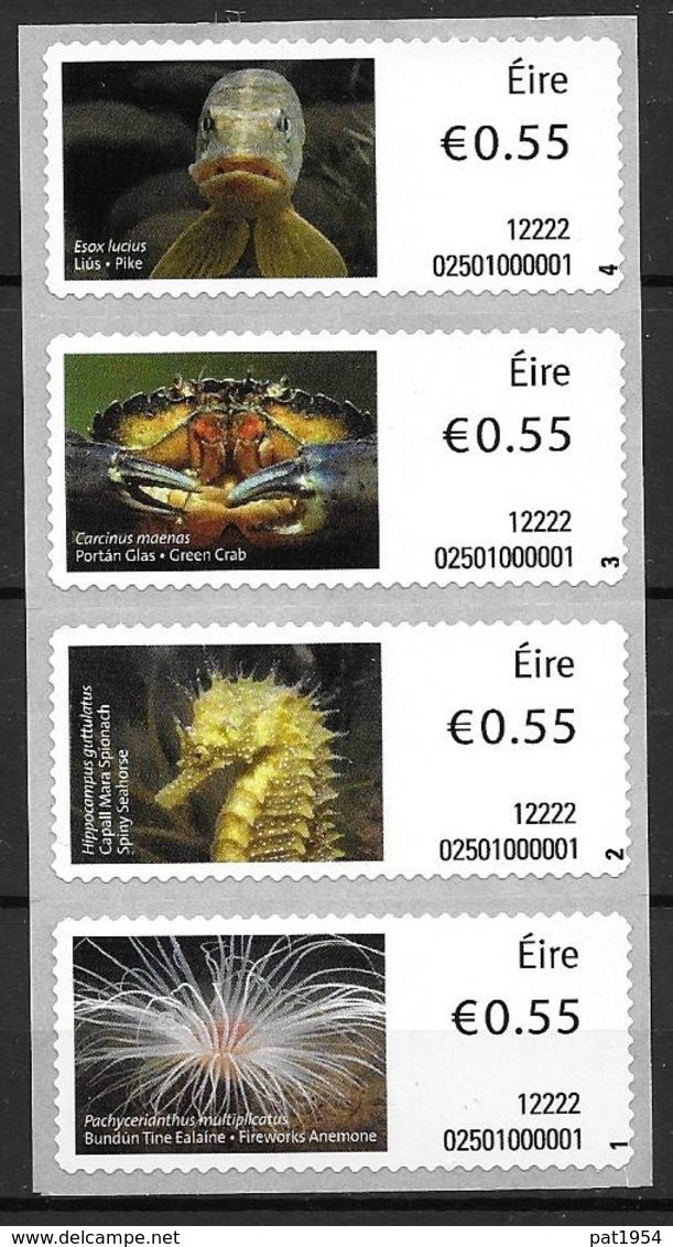 Irlande 2012 Distributeur N° 33/36 Animaux Marins - Franking Labels