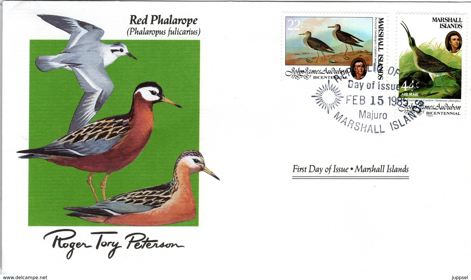 FDC MARSHALL ISLANDS, Birds  /  Oiseaux, ÎLE MARSHALL; Lettre De Première Jour, PHALAROPUS FULICARIUS - Sonstige & Ohne Zuordnung