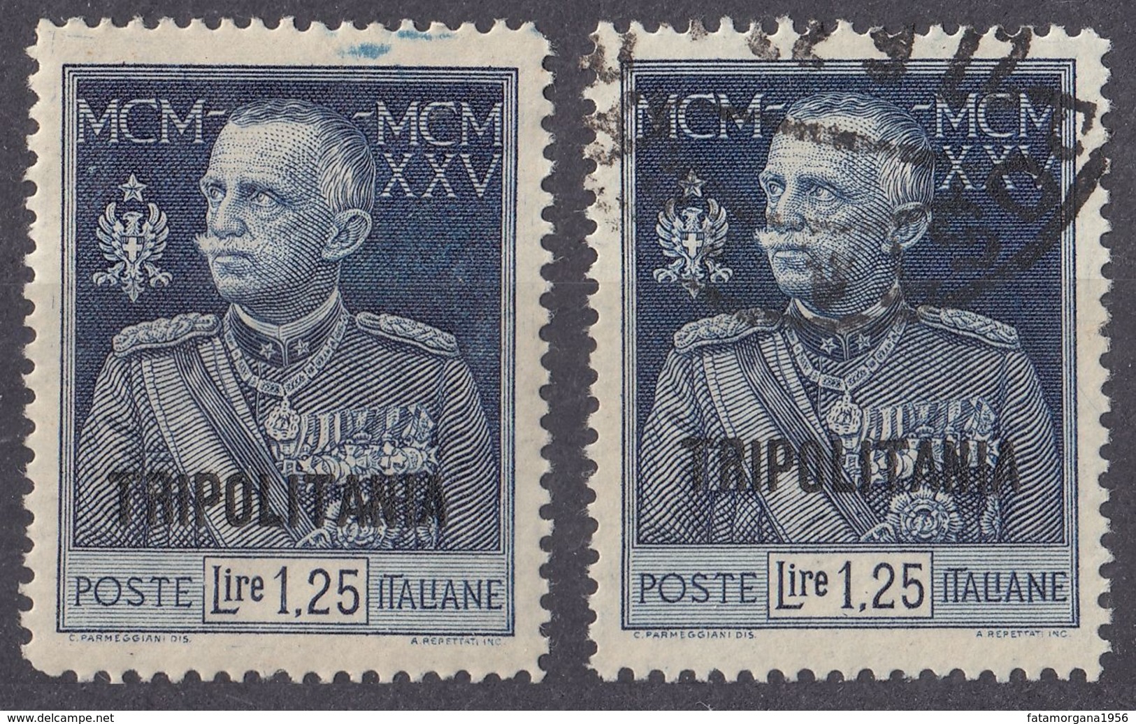 TRIPOLITANIA - 1925 - Lotto Di 2 Valori Yvert 25B: Uno Usato E Uno Nuovo MNH. - Tripolitania