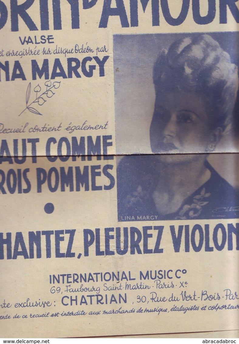 Partition Ancienne Brin D'amour - Haut Comme Trois Pommes - Lina Margy - Chansonniers