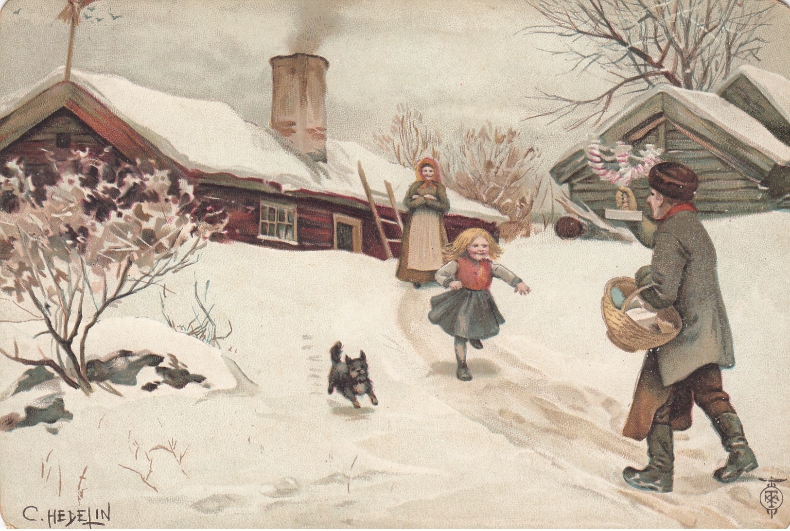 NORWAY , 1890s-1907 ; Father Returns Home ; Artist C. HELELIN - Norway