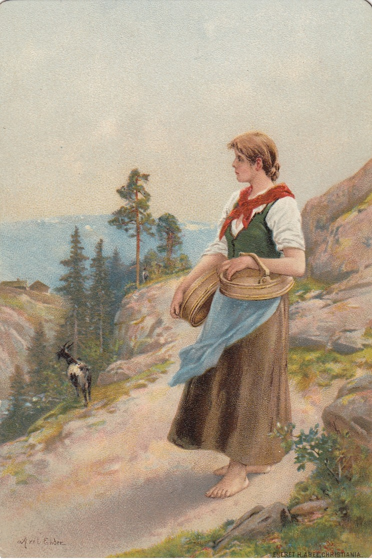 NORWAY , 1890s-1907 ; Native Girl & Goat - Norway