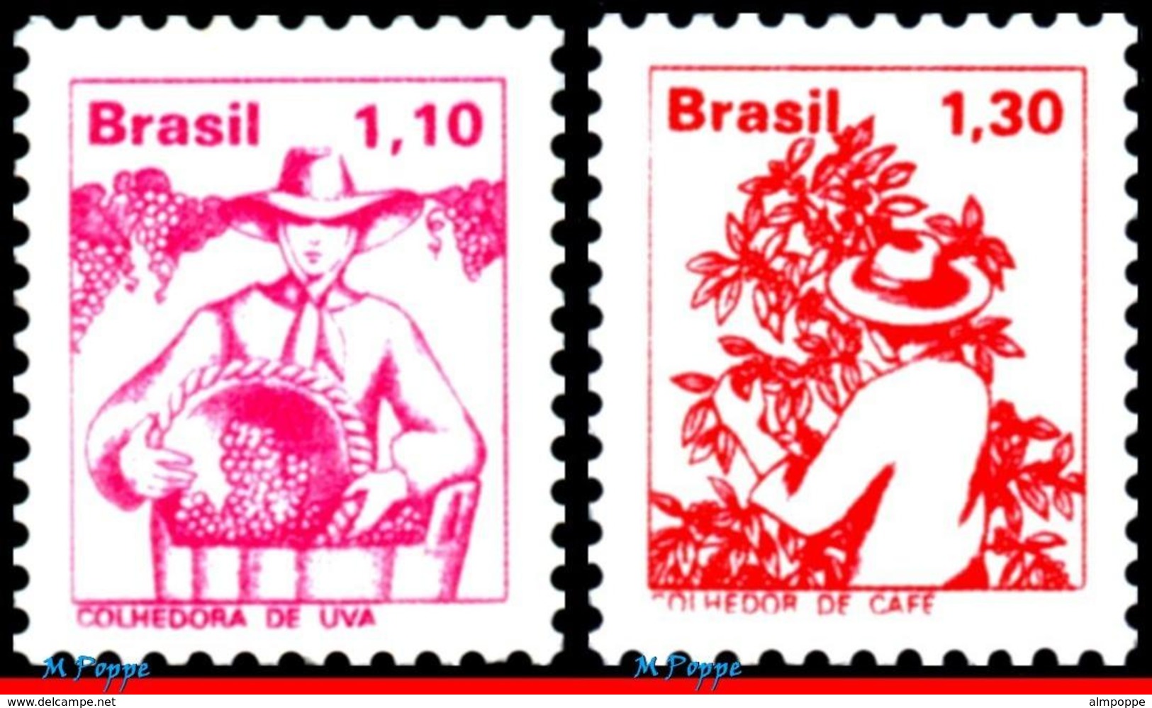 Ref. BR-1441-57 BRAZIL 1976 JOBS, NATIONAL PROFESSIONS,, 1977, 1978, SET COMPLETE MNH 17V Sc# 1441-1457