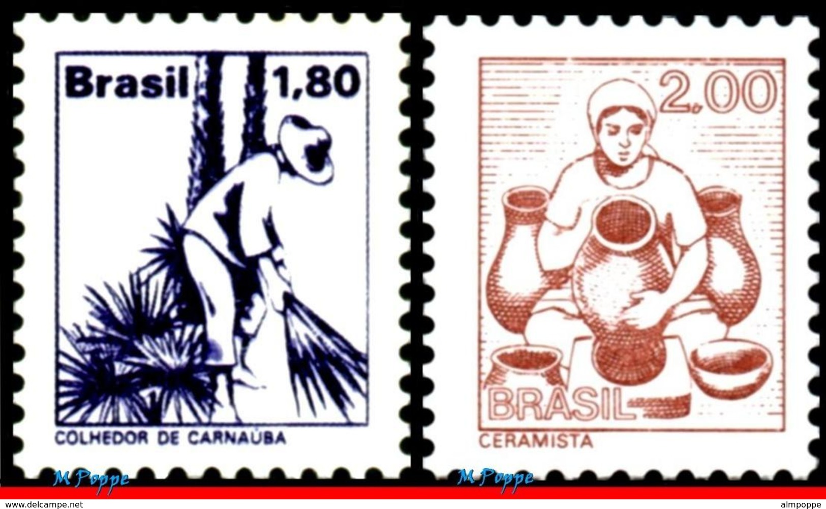 Ref. BR-1441-57 BRAZIL 1976 JOBS, NATIONAL PROFESSIONS,, 1977, 1978, SET COMPLETE MNH 17V Sc# 1441-1457