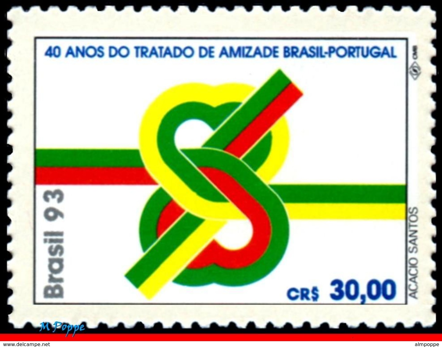 Ref. BR-2430 BRAZIL 1993 JOINT ISSUE, TREATY OF FRIENDSHIP WITH, PORTUGAL, MI# 2556, MNH 1V Sc# 2430 - Ongebruikt